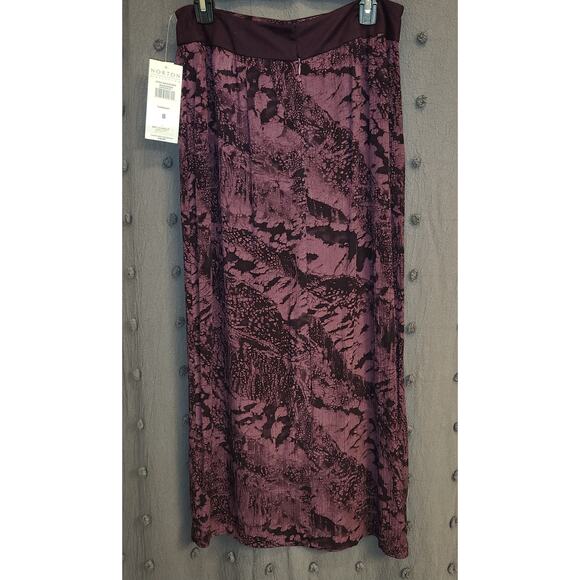 NORTON McNAUGHTON Samburo Midi Maxi Skirt 8 Purple Black Print Whimsigoth Witchy - Picture 3 of 12